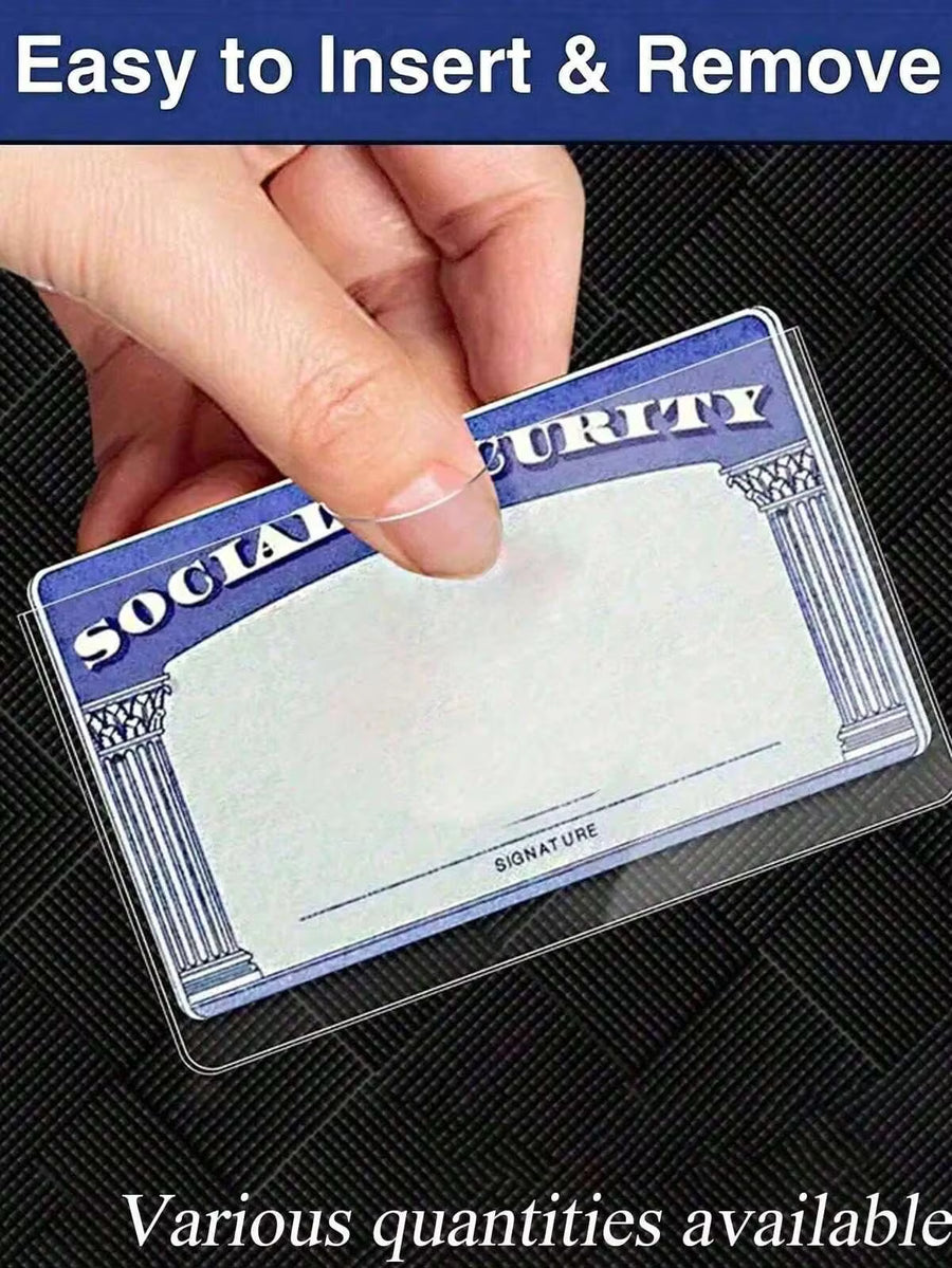 Transparent PVC Waterproof Medical/Credit Card, Business/Social Security Card Protector - Clear Vinyl Plastic Sleeve, Suitable For Insurance Card, Social Security Card, Metro Card, Driver's License Or Credit Card, Scratch-Resistant Clear PVC ID Card,