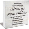 1pc 5*5inch(12.4*12.4cm) Love Quote Before You Leave This House Always Remember Wood Box Sign Rusitc Family Quote Wooden Box Sign Farmhouse Home Living Room Desk Shelf Decor